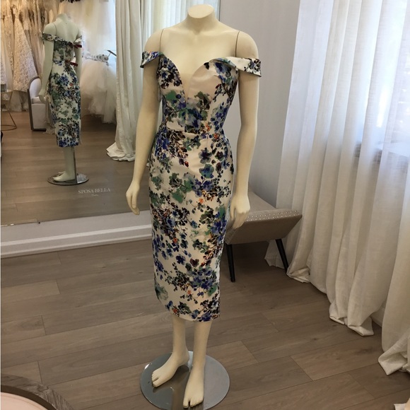SAMPLE SALE! Anne Barge Sardina Floral Silk Cocktail Dress - Picture 3 of 6